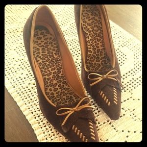 Brown suede heels